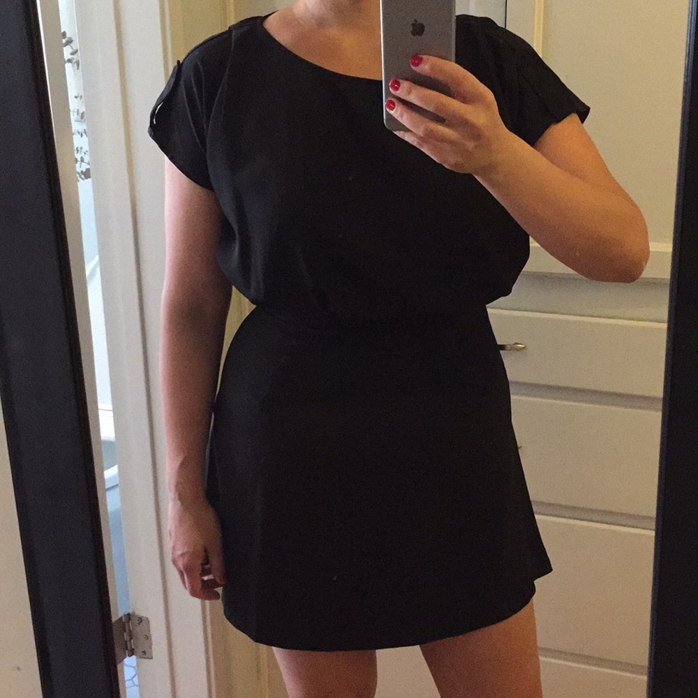 A line mini dress. Black.